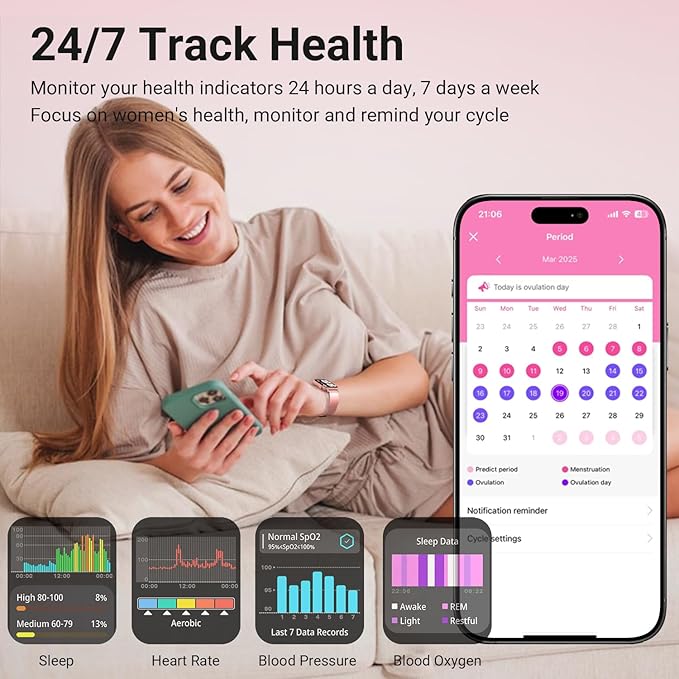 ⌚💖 Smartwatch & Jewelry Gift Set (3+5 Combo) – Luxury Watch with Heart Jewelry for Women