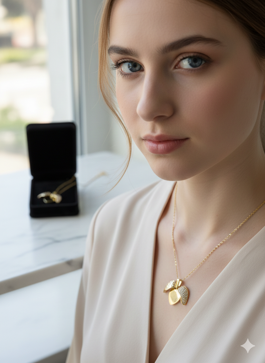 💖 Elegant Gold Heart Pendant Necklace – Crystal Heart Charm with Chain for Women 💎✨